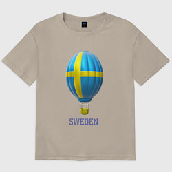 Футболка оверсайз мужская 3d aerostat Sweden flag, цвет: миндальный