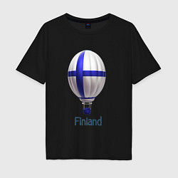 Футболка оверсайз мужская 3d aerostat Finland flag, цвет: черный