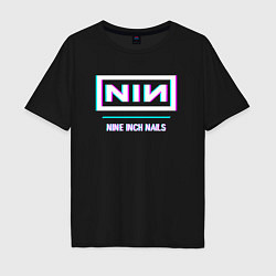 Футболка оверсайз мужская Nine Inch Nails Glitch Rock, цвет: черный