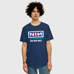 Футболка оверсайз мужская Nine Inch Nails Glitch Rock, цвет: тёмно-синий — фото 2