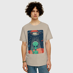 Футболка оверсайз мужская Mars Alien, цвет: миндальный — фото 2