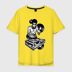 Футболка оверсайз мужская Bruce Lee - Vinyl Dj, цвет: желтый