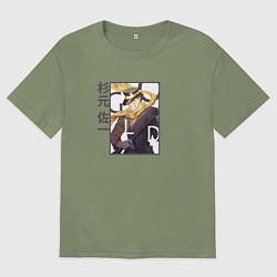 Футболка оверсайз мужская Улыбка Саити Золотое божество, цвет: авокадо