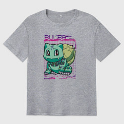 Футболка оверсайз мужская Механический бульбазавр, цвет: меланж