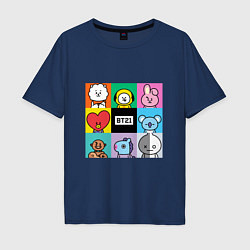 Футболка оверсайз мужская BT21 BTS к-поп, цвет: тёмно-синий