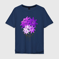 Футболка оверсайз мужская Flowers purple light, цвет: тёмно-синий