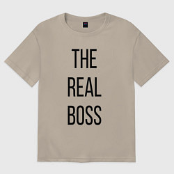 Футболка оверсайз мужская The real boss!, цвет: миндальный