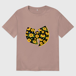 Футболка оверсайз мужская Flowers - Wu-Ynag, цвет: пыльно-розовый