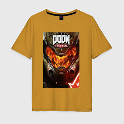 Футболка оверсайз мужская Doom eternal - poster, цвет: горчичный