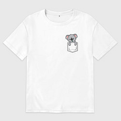 Футболка оверсайз мужская Коала в кармашке, цвет: белый