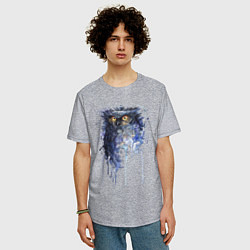Футболка оверсайз мужская Прикольная сова в акварельном рисунке, цвет: меланж — фото 2