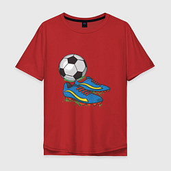 Футболка оверсайз мужская Футбольные бутсы, цвет: красный