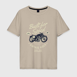 Футболка оверсайз мужская Vintage Moto, цвет: миндальный