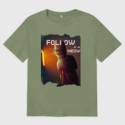 Футболка оверсайз мужская STRAY FOLLOW MEOW, цвет: авокадо