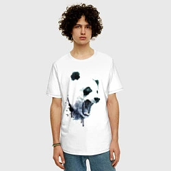 Футболка оверсайз мужская Свирепый панда - ярость, цвет: белый — фото 2