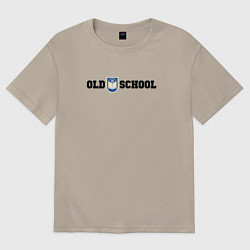 Футболка оверсайз мужская Old school, шеврон старой школы, цвет: миндальный