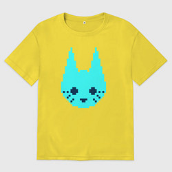 Футболка оверсайз мужская Пиксельный киберкот, цвет: желтый