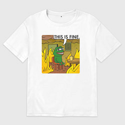 Футболка оверсайз мужская Пепе Лягушонок в беде, цвет: белый