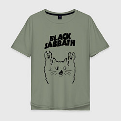 Футболка оверсайз мужская Black Sabbath - rock cat, цвет: авокадо