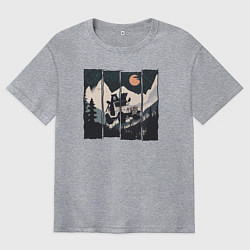 Футболка оверсайз мужская Оранжевая луна и лесное ралли, цвет: меланж