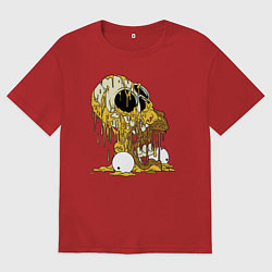 Футболка оверсайз мужская Разложившийся Гомер Симпсон - ужас, цвет: красный