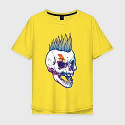 Футболка оверсайз мужская Череп-панк с ирокезом, цвет: желтый