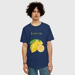 Футболка оверсайз мужская Lemon лимон, цвет: тёмно-синий — фото 2
