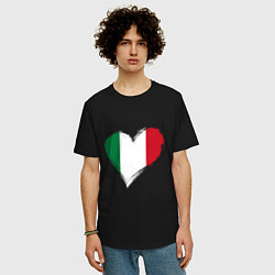 Футболка оверсайз мужская Сердце - Италия, цвет: черный — фото 2