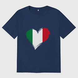 Футболка оверсайз мужская Сердце - Италия, цвет: тёмно-синий