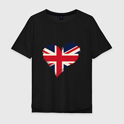 Футболка оверсайз мужская Сердце - Британия, цвет: черный
