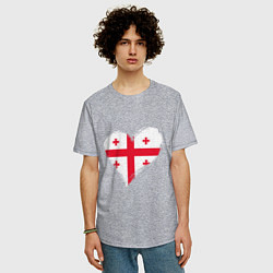 Футболка оверсайз мужская Сердце - Грузия, цвет: меланж — фото 2