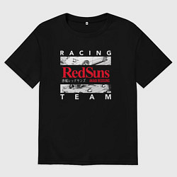 Футболка оверсайз мужская Initial D RedSuns Team Аниме про дрифт, цвет: черный