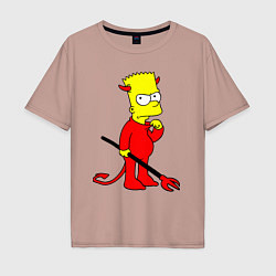 Футболка оверсайз мужская Bart Simpson - devil, цвет: пыльно-розовый