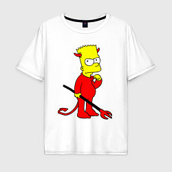 Футболка оверсайз мужская Bart Simpson - devil, цвет: белый