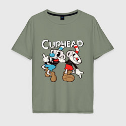 Футболка оверсайз мужская Cuphead - Mugman, цвет: авокадо