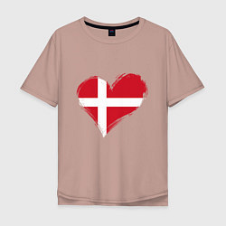 Мужская футболка оверсайз Сердце - Дания