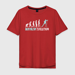 Футболка оверсайз мужская Эволюция в биатлон, цвет: красный