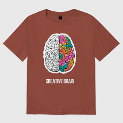 Футболка оверсайз мужская Creative Brain, цвет: кирпичный