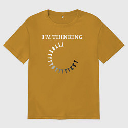 Футболка оверсайз мужская Я думаю шахматная загрузка, цвет: горчичный