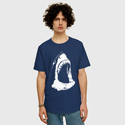 Футболка оверсайз мужская Огромная акулья пасть, цвет: тёмно-синий — фото 2
