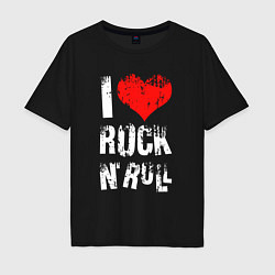 Футболка оверсайз мужская I Love Rock N Roll, цвет: черный