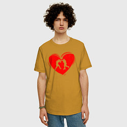 Футболка оверсайз мужская Бокс в моем сердце, цвет: горчичный — фото 2