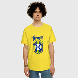 Футболка оверсайз мужская Brasil Football, цвет: желтый — фото 2