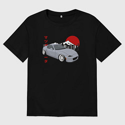 Футболка оверсайз мужская Mazda MX-5 ND Miata ND Front View JDM Retro, цвет: черный
