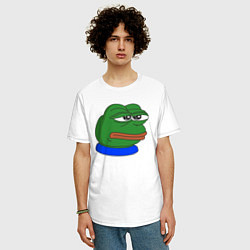 Футболка оверсайз мужская Лягушонок Пепе устал, цвет: белый — фото 2