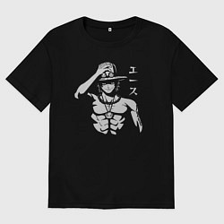 Футболка оверсайз мужская Огненный Эйс, цвет: черный