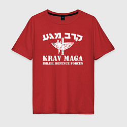 Футболка оверсайз мужская Krav-maga - emblem with wings, цвет: красный