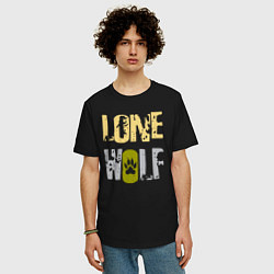 Футболка оверсайз мужская Lone Wolf - одинокий волк, цвет: черный — фото 2