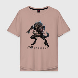 Футболка оверсайз мужская Werewolf - оборотень, цвет: пыльно-розовый