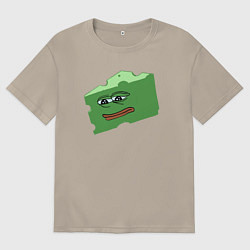 Футболка оверсайз мужская Грустный Пепе сыр, цвет: миндальный